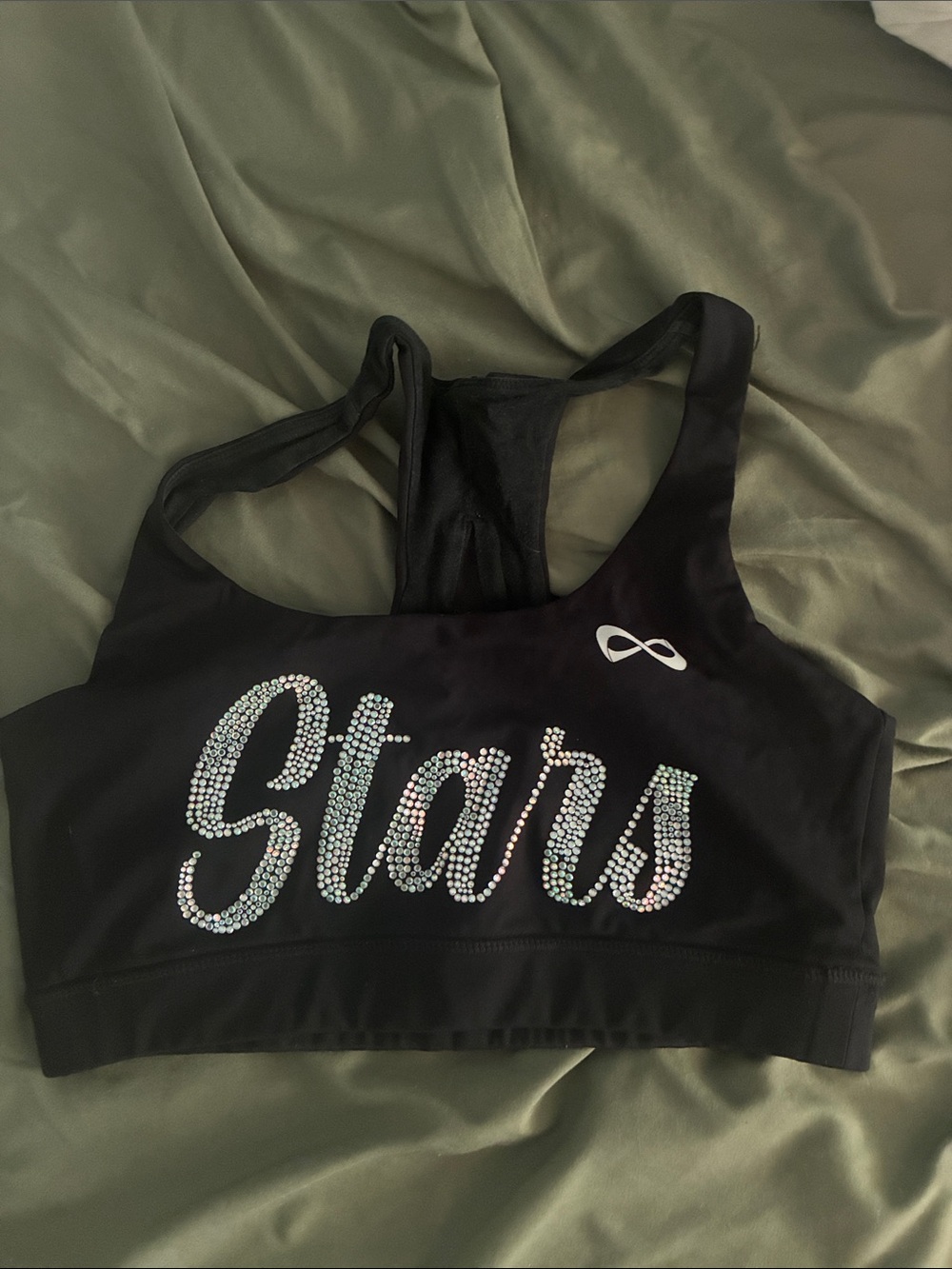Stars Embellished Black Sports Bra- World Cup shooting stars